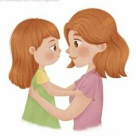 Мама и дочка. Детская иллюстрация для книги