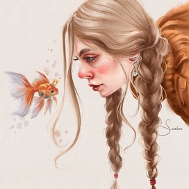 Девушка с золотой рыбкой 