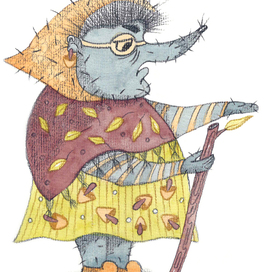 Персонаж бабушка Ежиха в сборник стихов для детей про ежиху и зайца