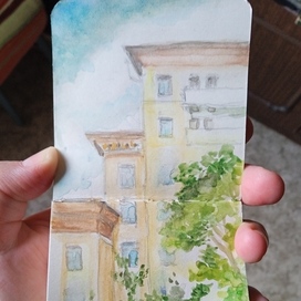 Московских окон негасимый свет.Двор на Кутузовском.Пленэр. 16*8