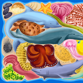 Пазл-вкладыш морские обитатели