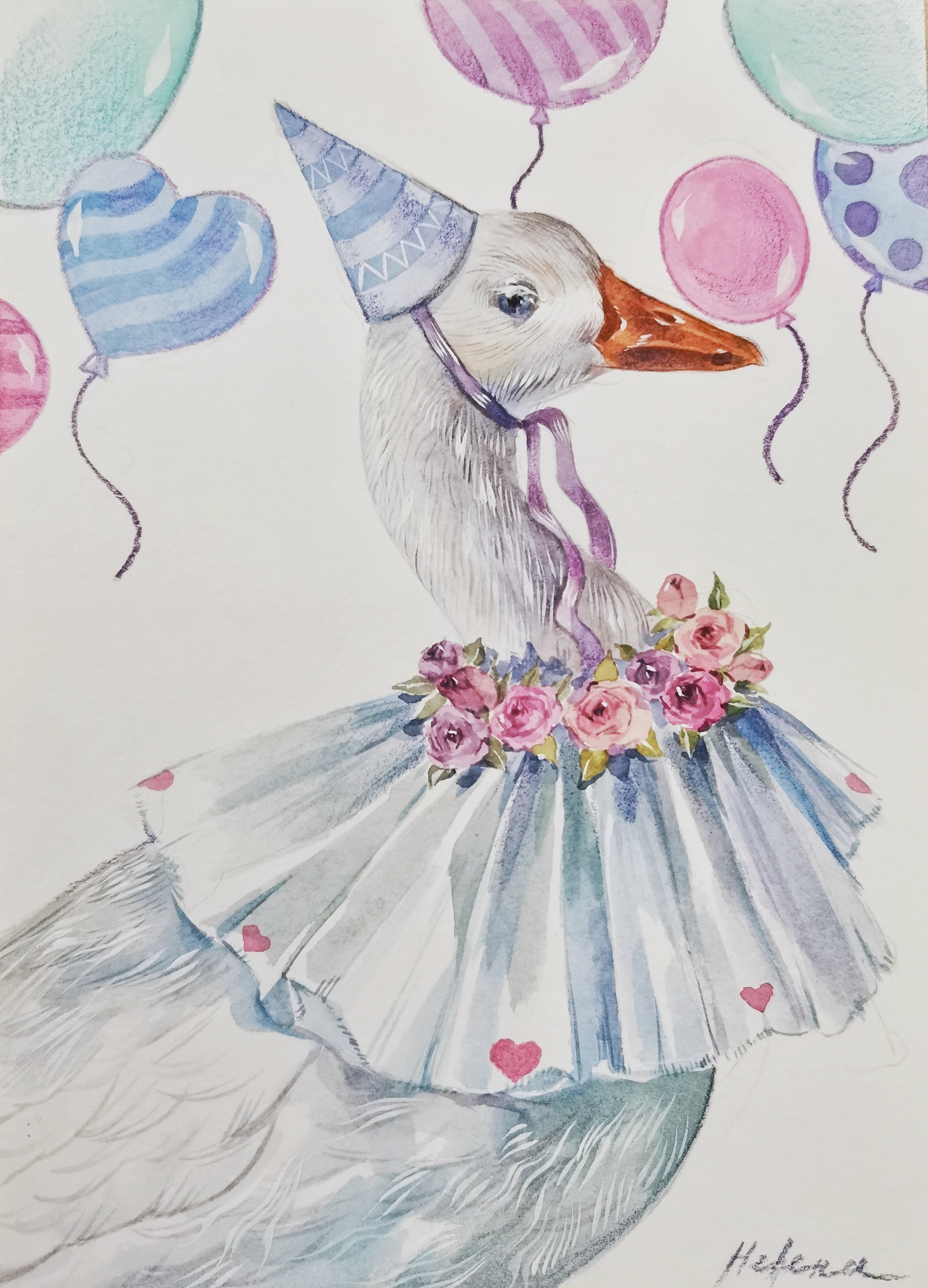 Поздравительная открытка с Гусем