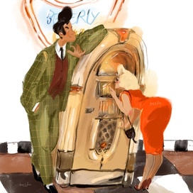 В закусочной. Коммерческая иллюстрация