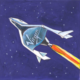 В журнал "А почему?" Рубрика" Со всего света". Редакция-Юный техник. Опубликовано. Тема: Космический туризм. Иллюстрация с расчётом на уменьшение. Техника: Бумага, акрил, гуашь, тушь. Художник: Марат Брызгалов.