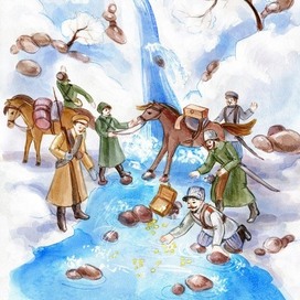 на переправе через горную реку