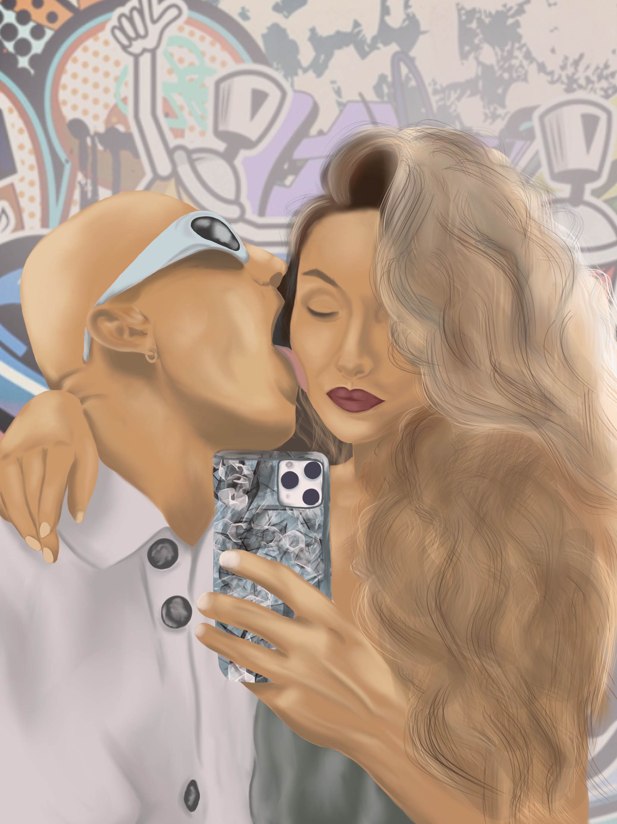 Графический портрет по фото пара - Стилизованный реализм