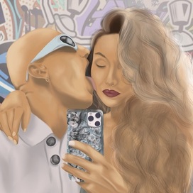 Графический портрет по фото пара - Стилизованный реализм