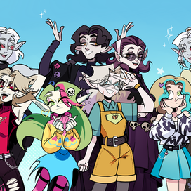 Арт по комикс вселенной "Будни девочек-охотниц"