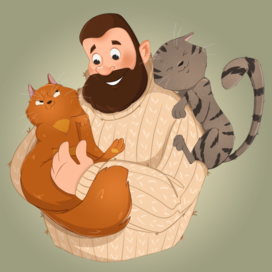 Иллюстрация про любовь к котикам