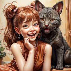 кот смеется