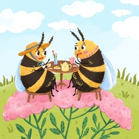 Иллюстрация пчелок подружек 