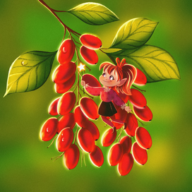 Осенняя феечка собирает плоды