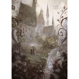 Книжная иллюстрация, пейзаж Хогвартса, обложка для книги 