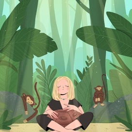 Девочка и обезьянки