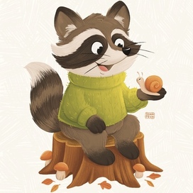 Иллюстрация «Енот и улитка»