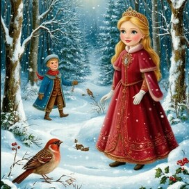 девочка и снегирь