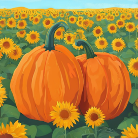 Тыквы среди подсолнухов!