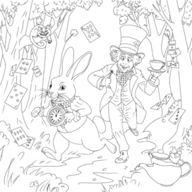 Алиса в стране чудес, раскраска