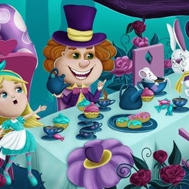 Книжный разворот: Алиса в Стране Чудес - безумное чаепитие.