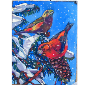 птица клест_ иллюстрация на заказ