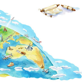 первый разворот книги "На поиски загадочных земель"