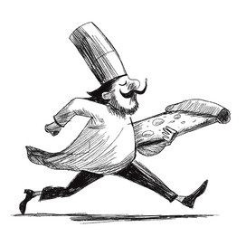 Иллюстрации для пиццерии Slice Guys