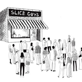 Иллюстрации для пиццерии Slice Guys