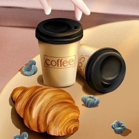 Кофе и круассан