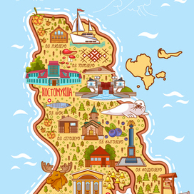 Иллюстрированная карта Карелии