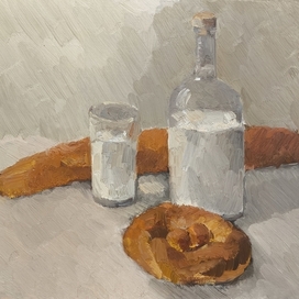 Натюрморт с молоком и хлебом