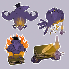 стикеры "Ученый Ворон"