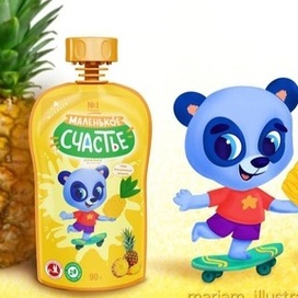 Иллюстрация антропоморфных животных для детского питания. Панда.