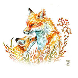 лиса и лисенок