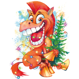 Красный новогодний конь