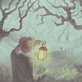 иллюстрация туманного леса 