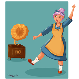 Бабулька и граммофон 