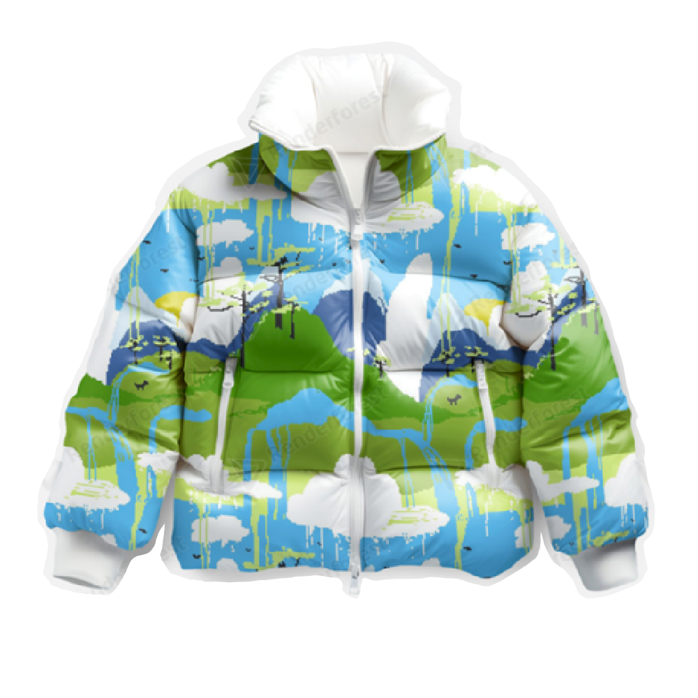 Принт в стиле pixel art на куртке