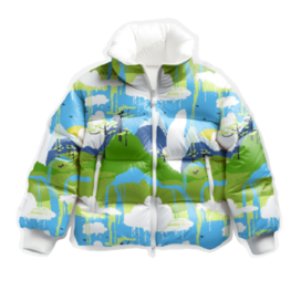 Принт в стиле pixel art на куртке