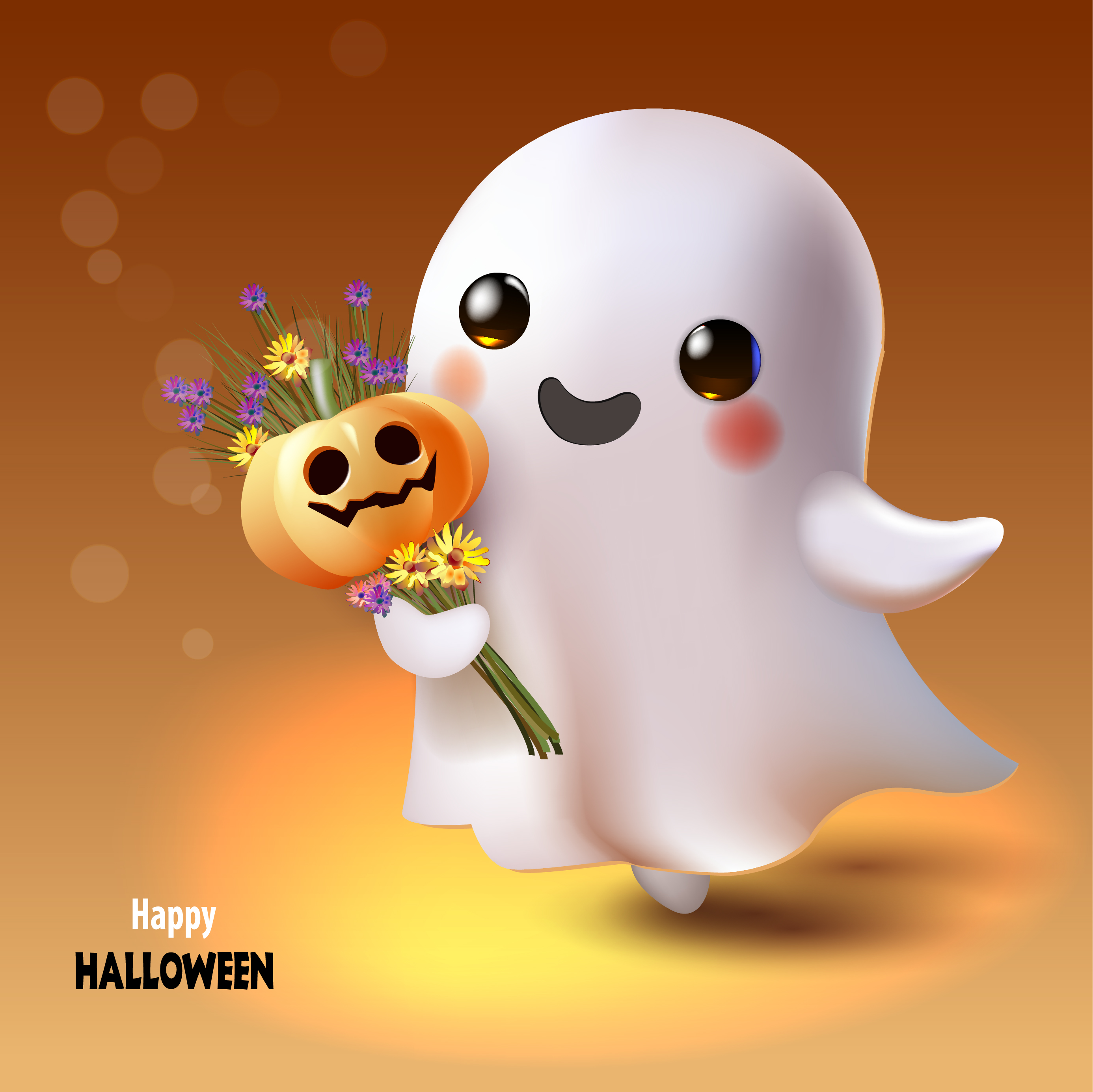 Ужасно симпатичное привидение с букетом)