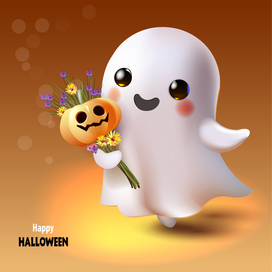 Ужасно симпатичное привидение с букетом)