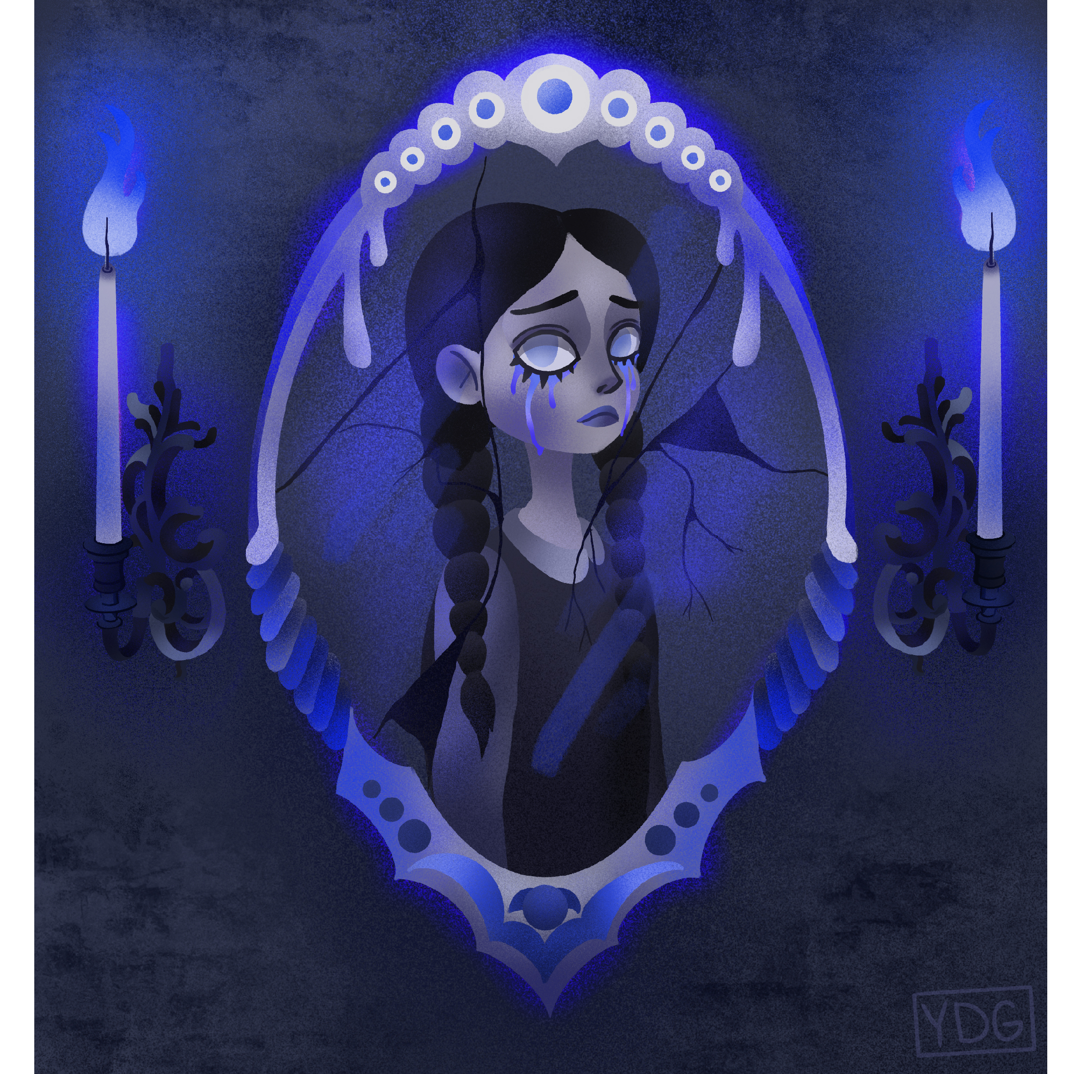 Девочка в зеркале | Мрачные иллюстрации