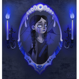 Девочка в зеркале | Мрачные иллюстрации