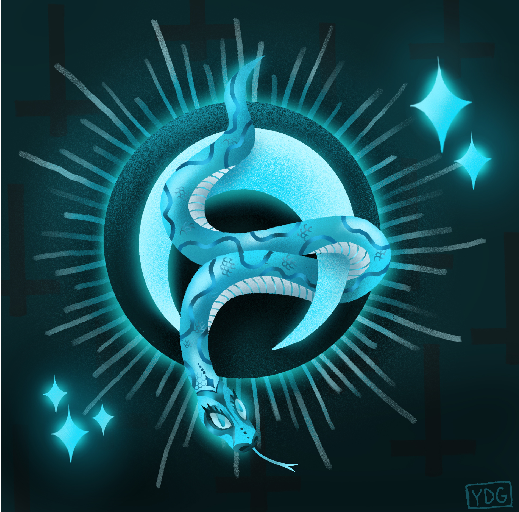 Лунная змея | Мрачные иллюстрации