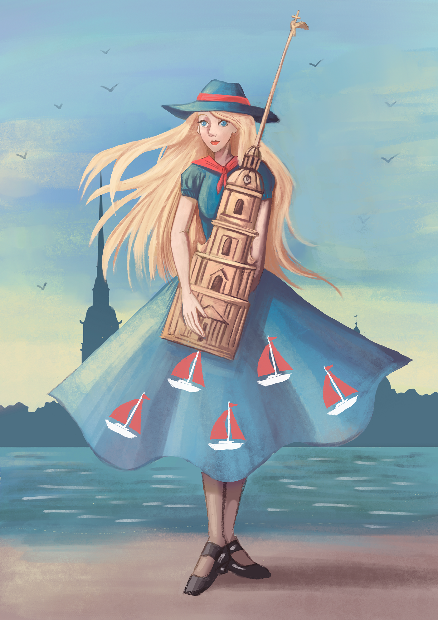 Девушка и Петропавловская крепость