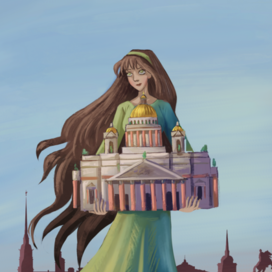 Девушка и Исаакиевский собор