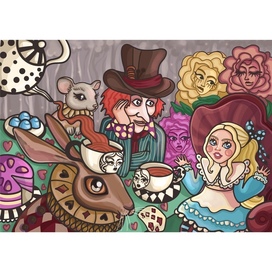 Книжная иллюстрация Алиса в стране чудес "безумное чаепитие"