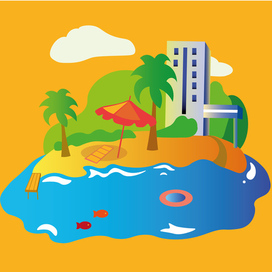 Векторная иллюстрация. Туризм. Пляж