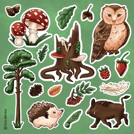Лесные стикеры