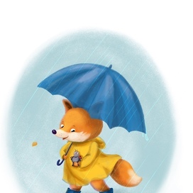 Лисёнок в дождевике