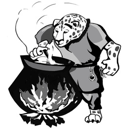 Барс алхимик.ч/б. Разработка персонажа